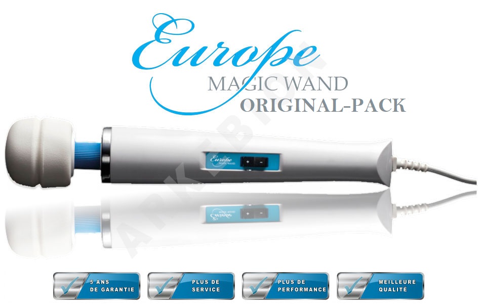 Europe Magic Wand® - Original-Pack : Tête de massage identique à l'Hitachi Magic Wand HV250R + 2 embouts + garantie portée à 5 ans