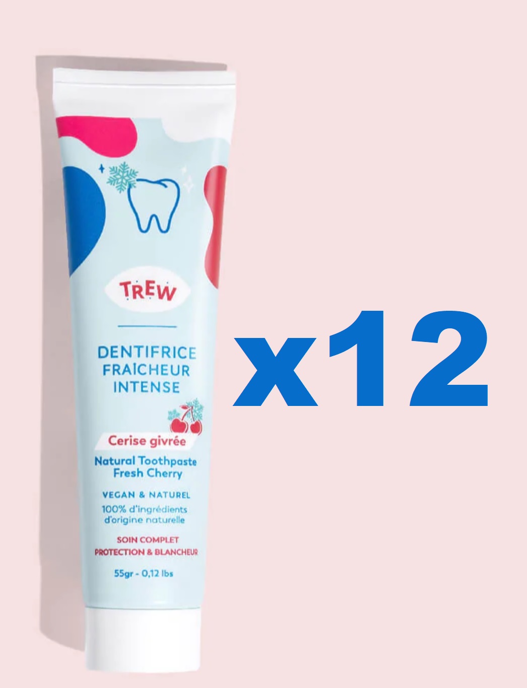 12 x dentifrices Naturel TREW - aux prébiotiques. Formulé avec la meilleure alternative au fluor ! 