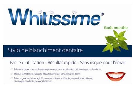 Stylo de Blanchiment dentaire Whitissime goût Menthe