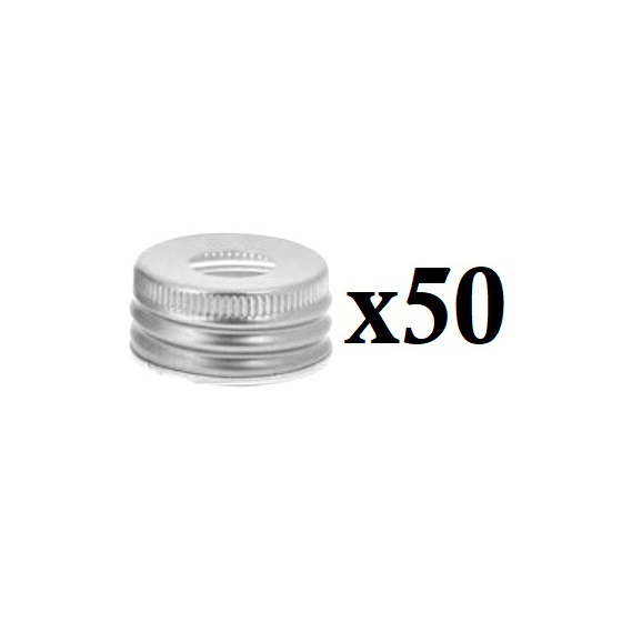 50 x bouchons troués injectable, en aluminium à visser auto-jointant pour bouteilles de plasma marin 250 et 500ml ODEMER-CSBS SEA-AQUACELL'S