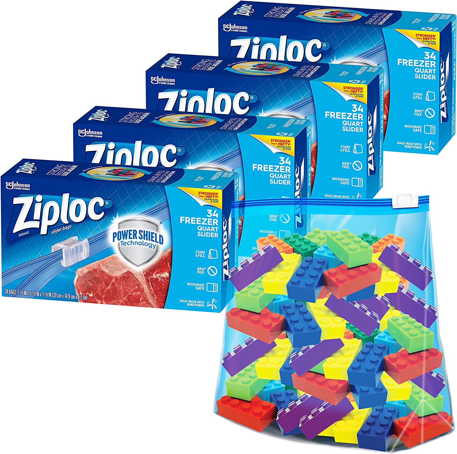 136 sacs coulissants Ziploc - sachet plastique à fermeture zip