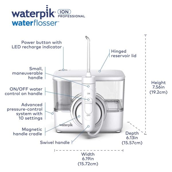 Hydropulseur Waterpik ION Professional WF12 portable, pour le voyage et la maison (BLANC) – Image 3