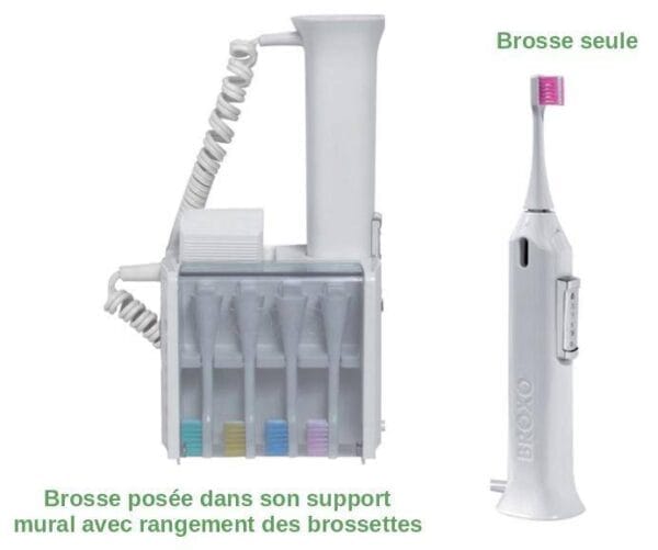 Broxo OraBrush (Broxodent) et support mural avec brossettes