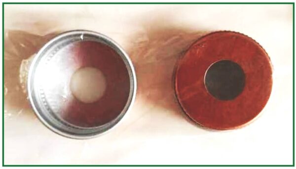 bouchons troué en aluminium pour bouteille de plasma marin CSBS ODEMER et son joint en caoutchouc injectable