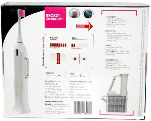 Broxo OraBrush (Broxodent) brosse à dents électrique mécanique (oscillation verticale) & sonique (à cavitation hydrodynamique) – Image 5