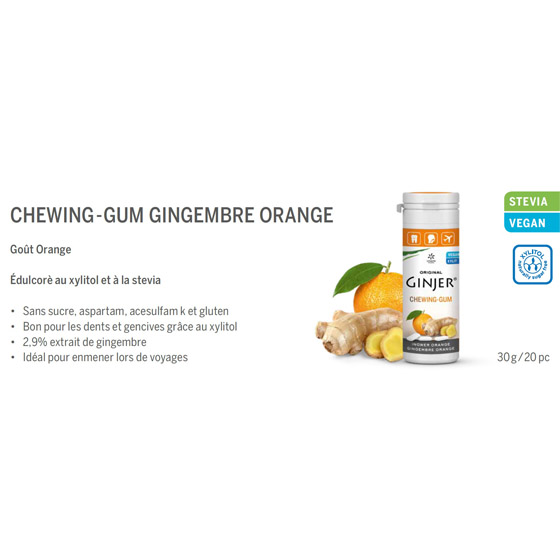 Lemon pharma chewing gum ginjer orange