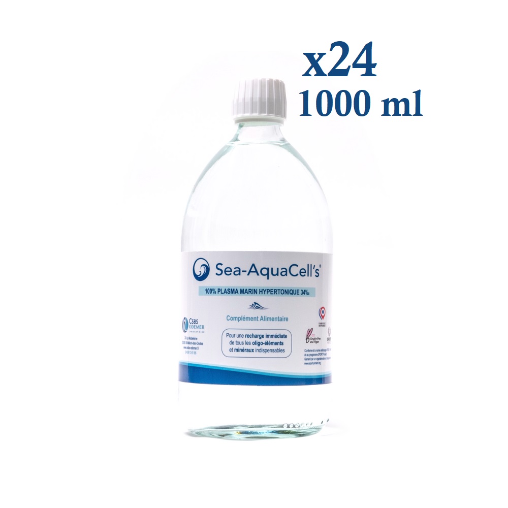 Eau de mer hypertonique Sea-AquaCell's. Plasma marin ODEMER-CSBS 1000ML x24